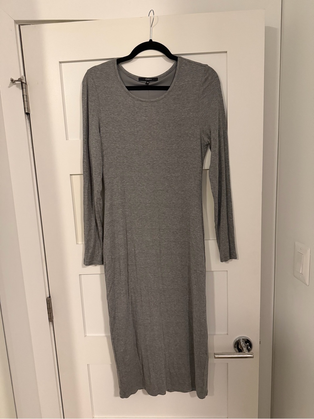 Quince Gray Long-Sleeve Jersey Midi Dress